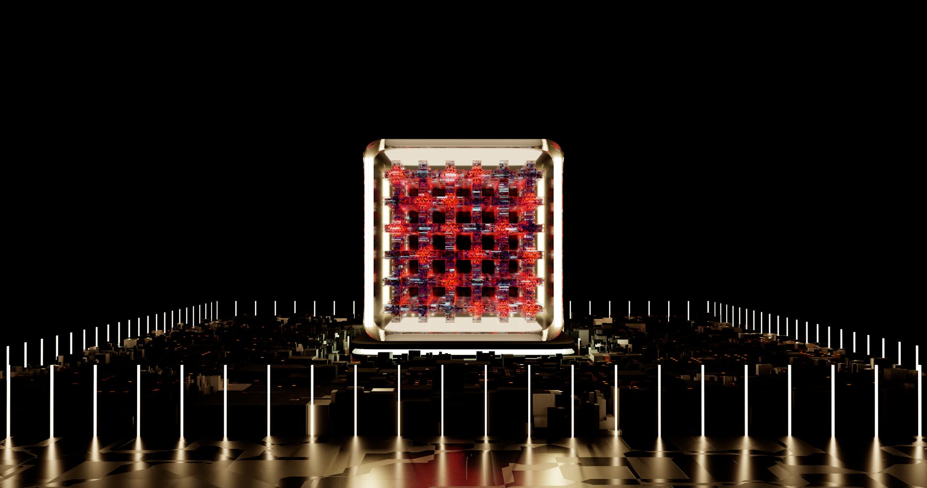 Abstract representation of a futuristic digital processor with glowing elements. (Photo by Pachon in Motion on Pexels)